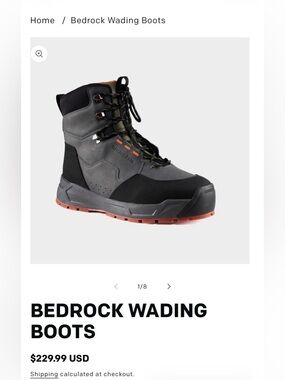 Bedrock Wading Boots - Gray/Black with Orange Sole